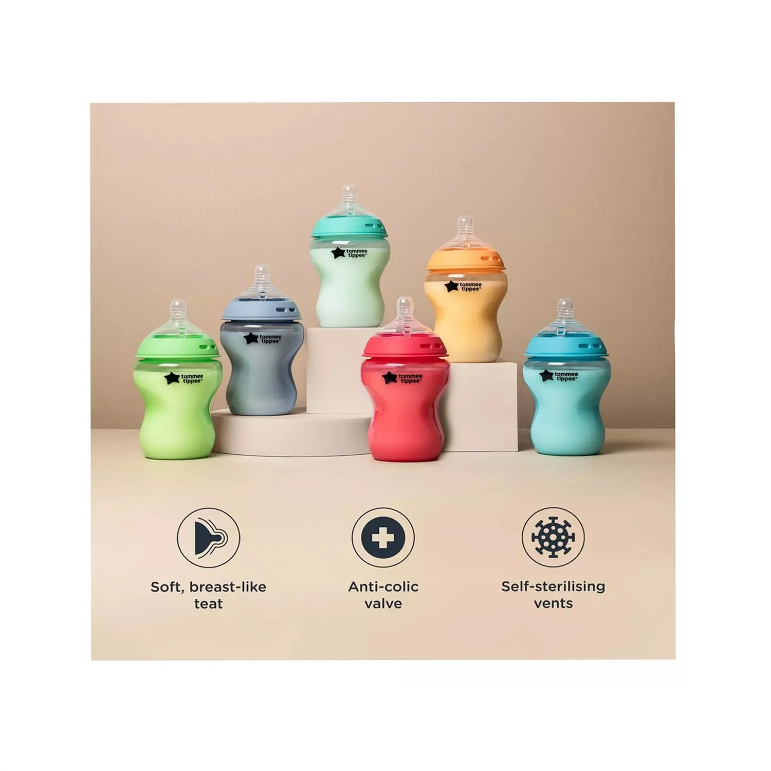 ⁦تومي تيبي رضاعة كلوسر تو نيتشر - تدفق بطيء+0 6قطع –  260مل⁩ - الصورة ⁦3⁩