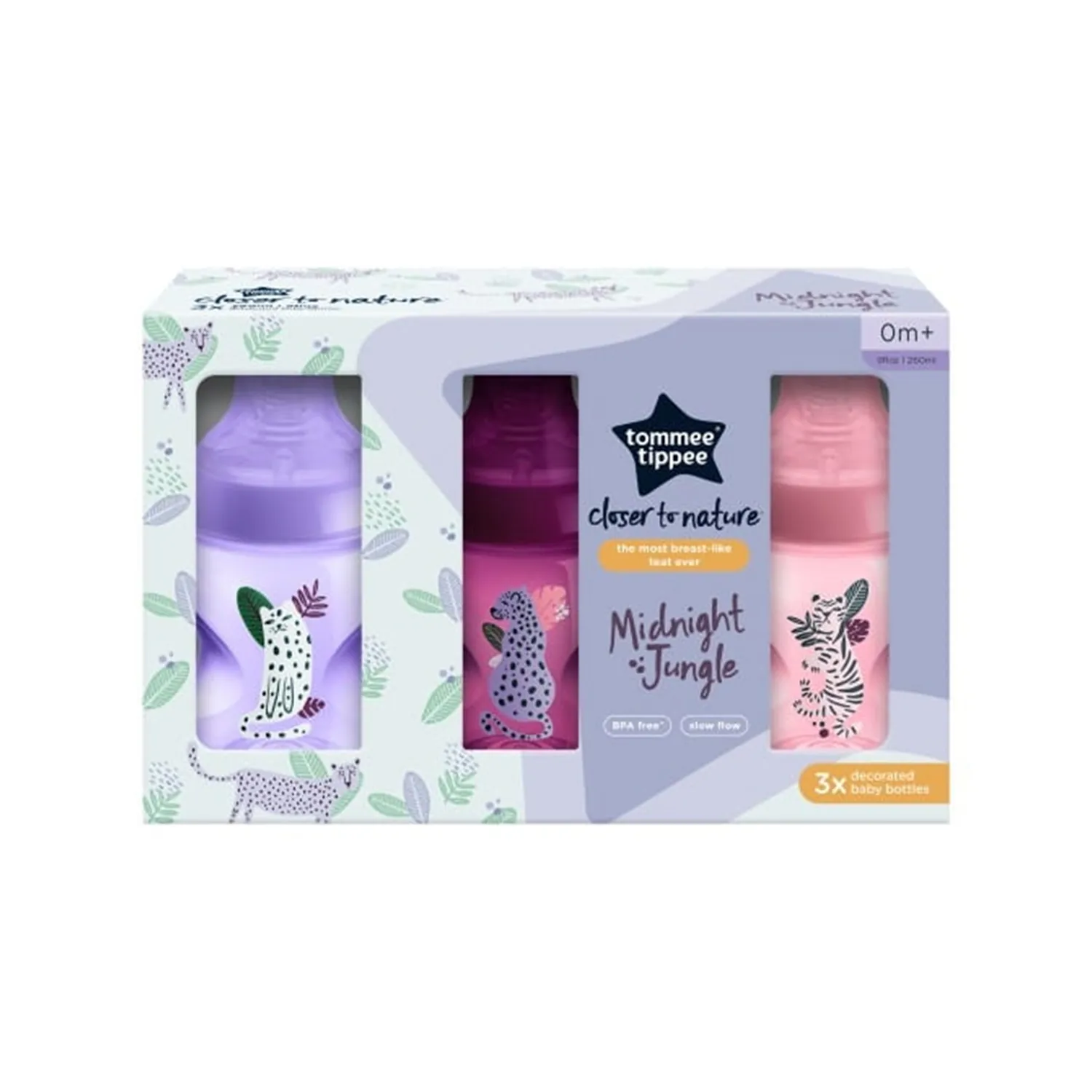 ⁦تومي تيبي رضاعة كلوسر تو نيتشر زهري 3 قطع +0 تدفق بطيء – 260مل⁩ - الصورة ⁦2⁩