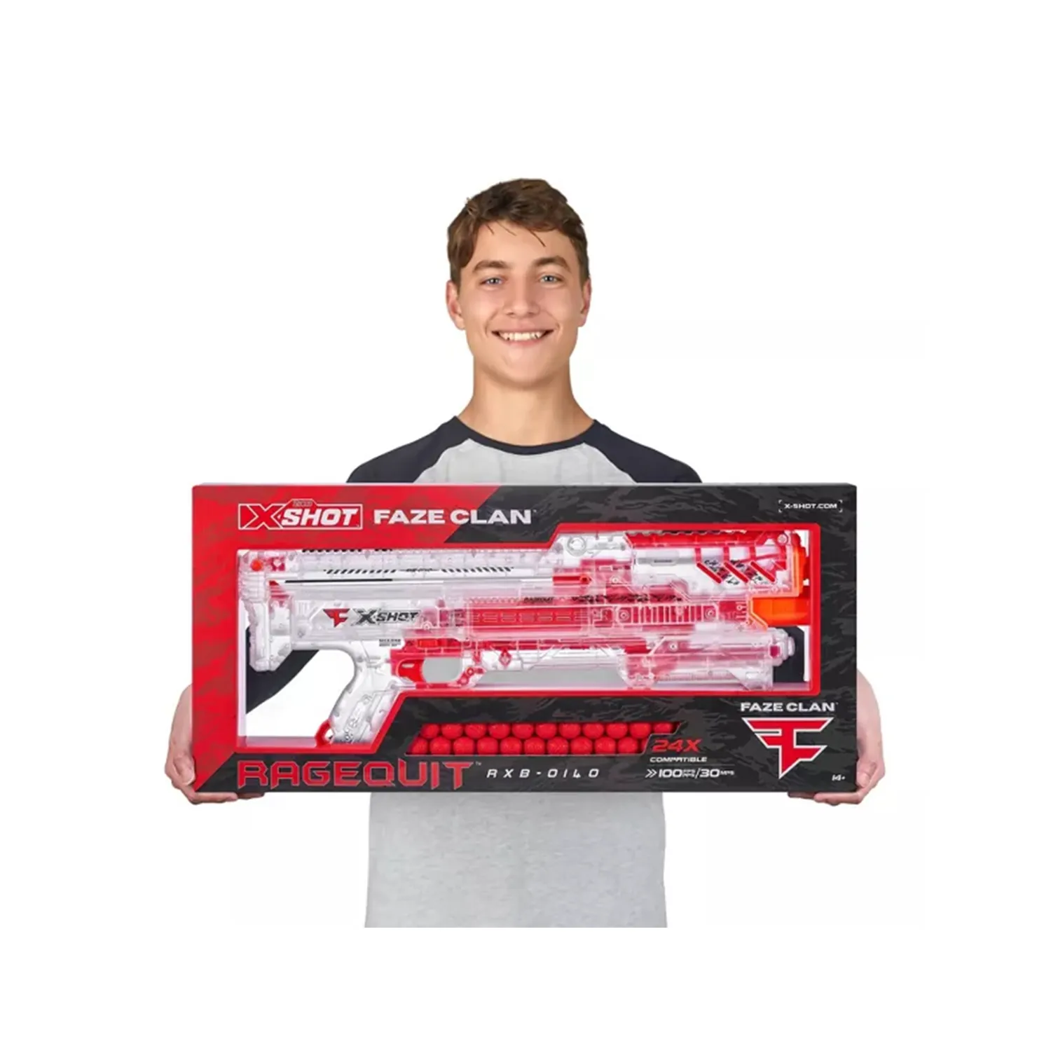 لعبة اكس شوت للاطفال - لعبة سلاح شفاف فازي كلان راجكويت مع 24 كرة دارت 14+ - الصورة 3