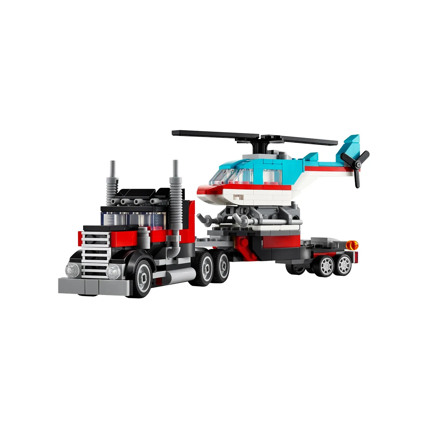 ⁦LEGO - شاحنة ليجو كريتور ذات سطح مستوٍ مع مروحية  270 قطعة   7+⁩ - الصورة ⁦3⁩
