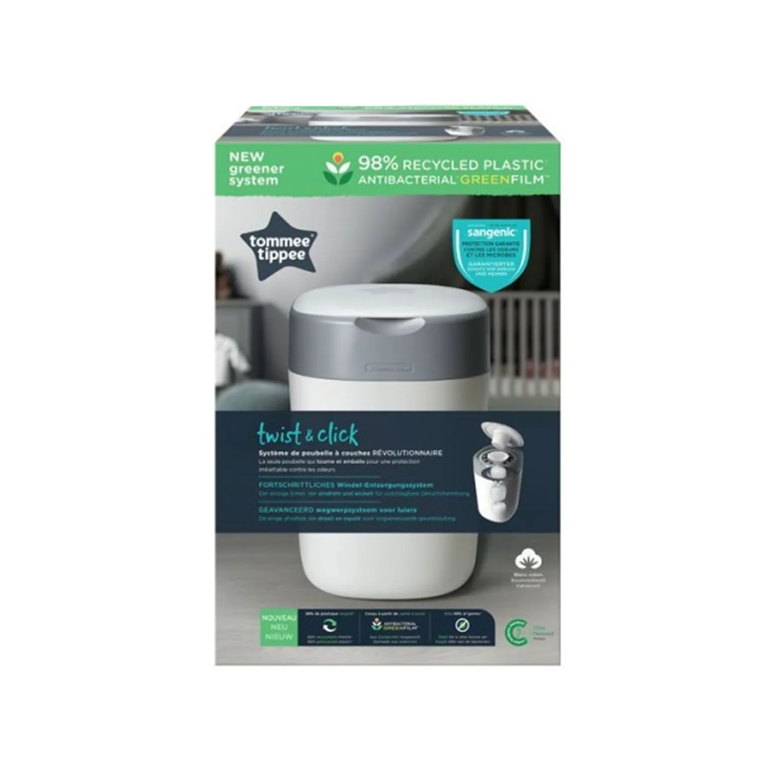 ⁦تومي تيبي تويست اند كليك ادفانسد - سلة الحفاضات/ ابيض⁩ - الصورة ⁦2⁩