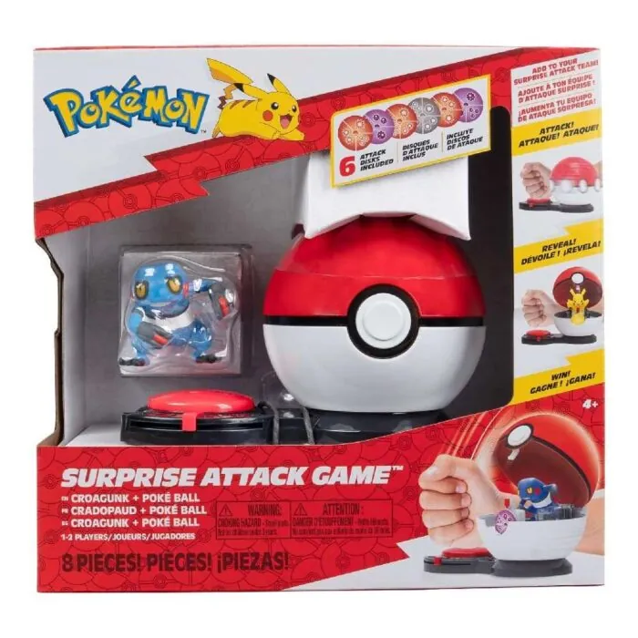 PKW - Game (Pokemon Surprise Attack Game Single-Pack) Croagunk with Poké Ball -  Poison & Fighting Disks  - W5