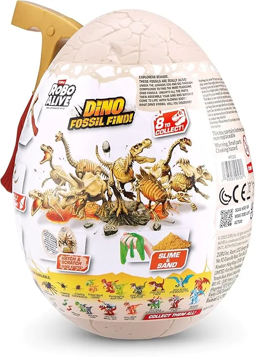 ⁦ROBO ALIVE-DINO FOSSIL FIND-SERIES 1 Mini Surprise Egg,3Facing6pcs/PDQ Asst⁩ - الصورة ⁦2⁩