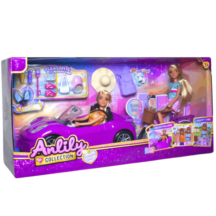 11.5" Doll + Sports Car + Bicycle
