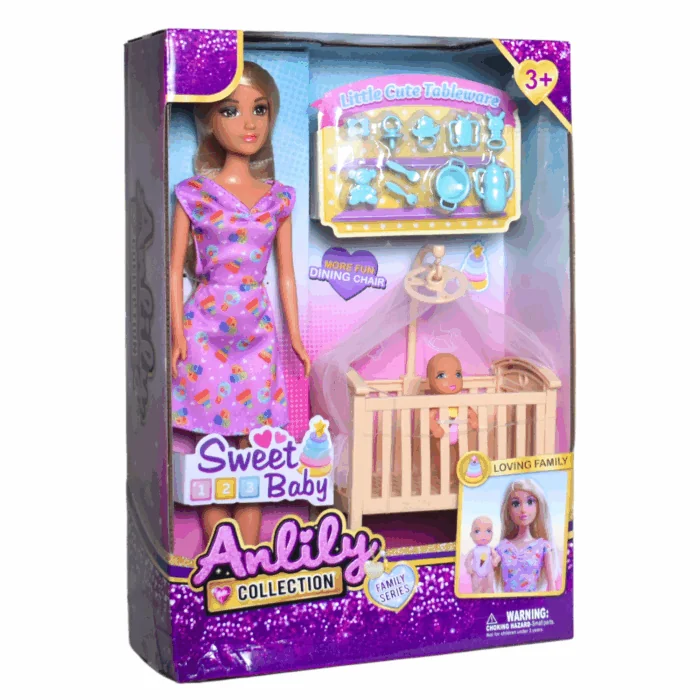 11.5" Doll + Baby Crib