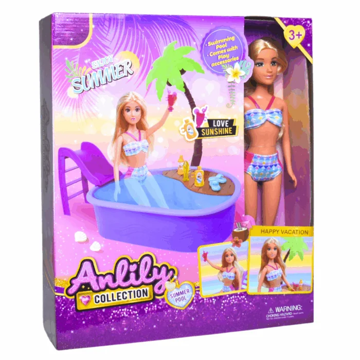 11.5" Doll + Pool Set
