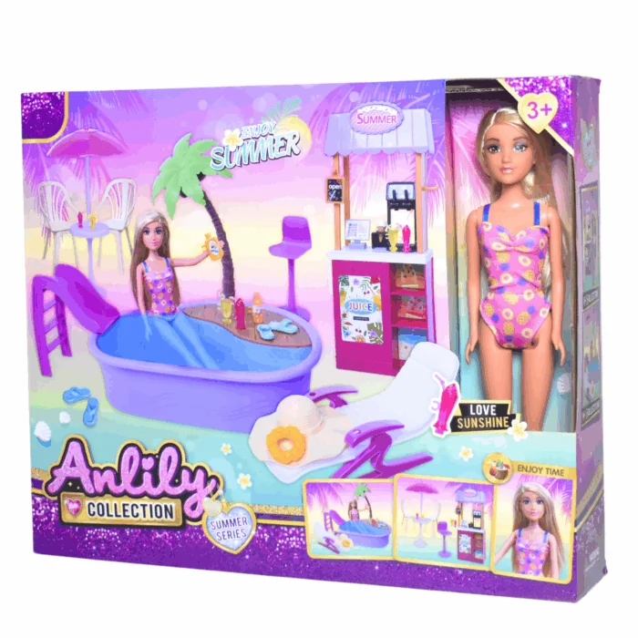11.5" Doll + Pool Set
