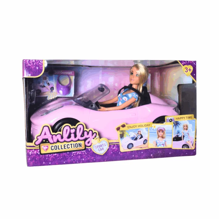11.5" Doll + Sports Car Set لعابه وسيارة