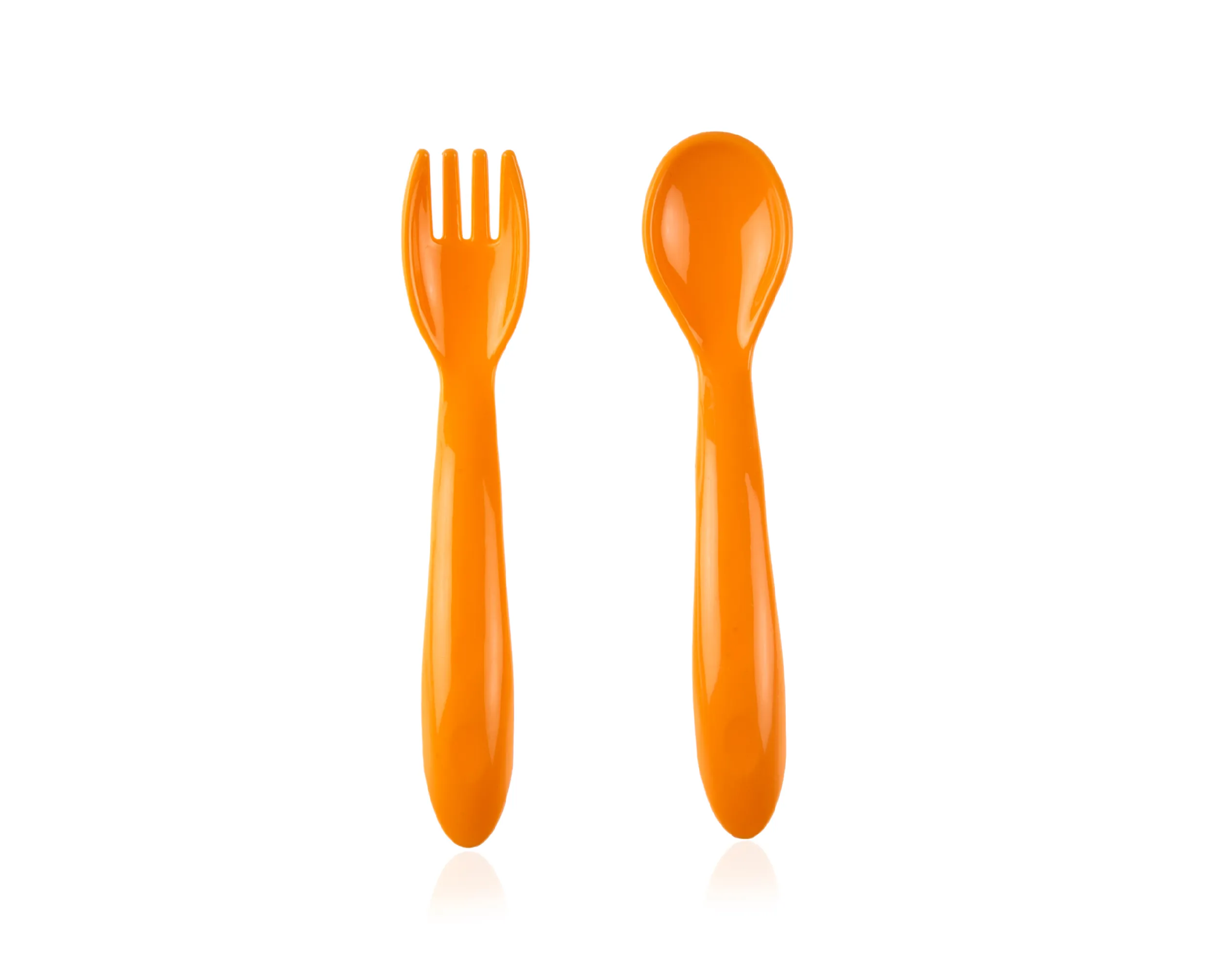 ⁦بيبي جيم ملعقه و شوكه برتقالي  49504⁩ - الصورة ⁦2⁩